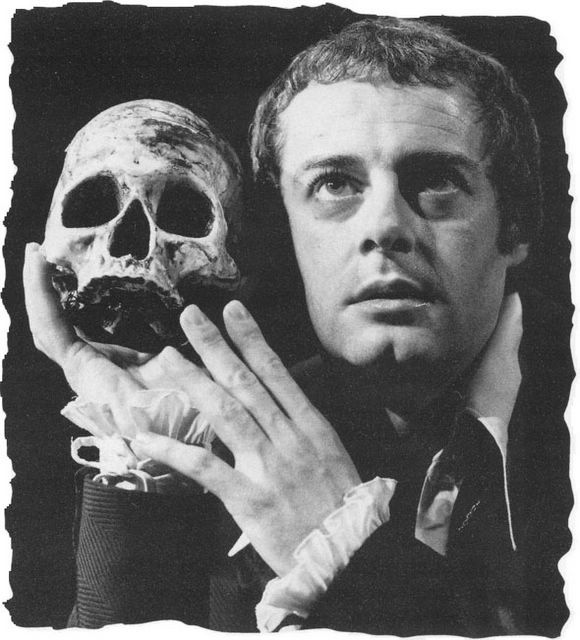 Hamlet holding a skull. That skull's real, by the way. 